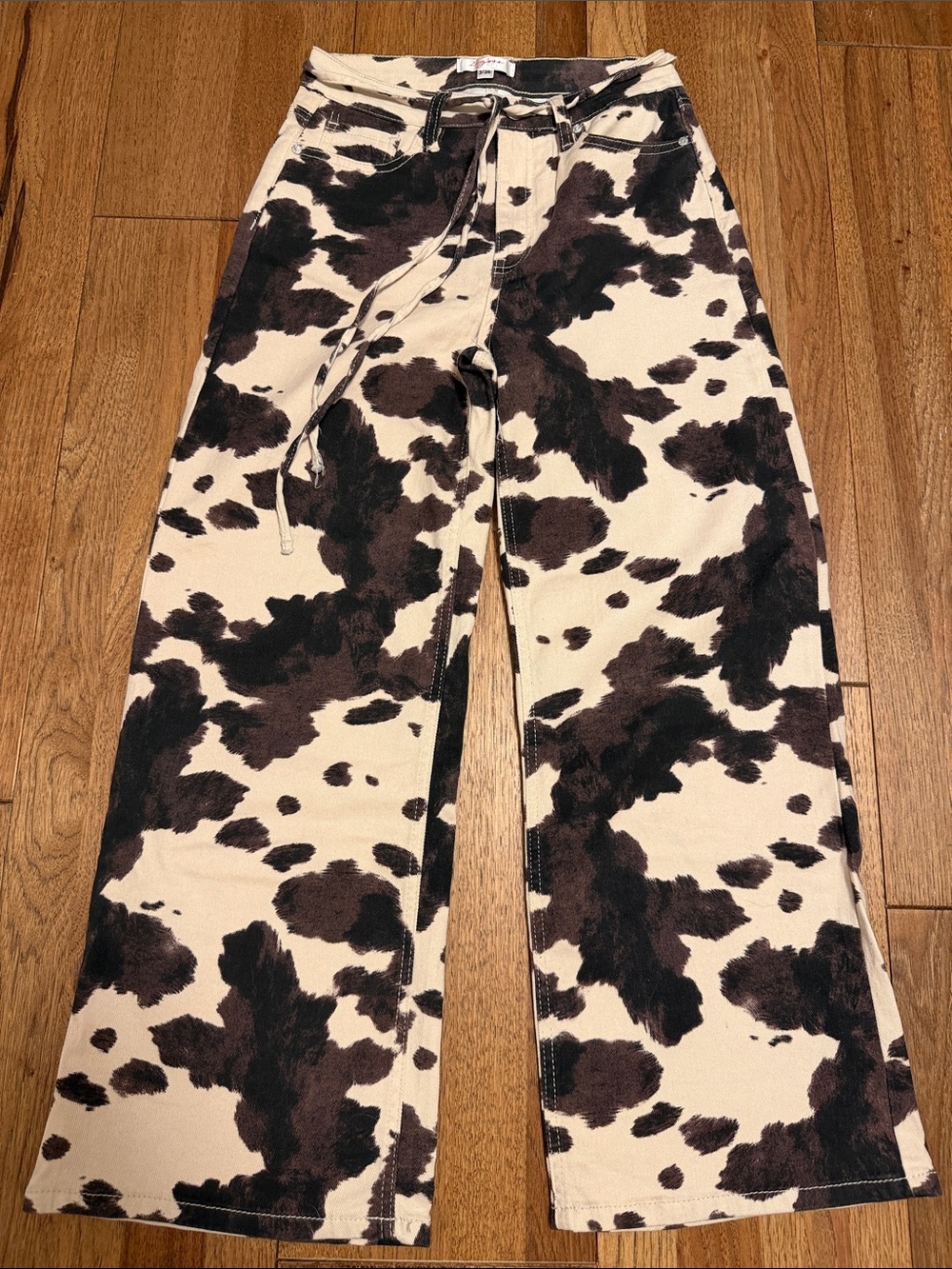 Zigoss Cow Print Flare Jeans Size 3/26 Western Y2K Wide Leg Pants